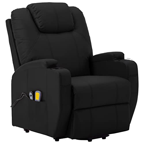 vidaXL Electric Power Lift Massage Chair with Vibration, Black Faux Leather N279187