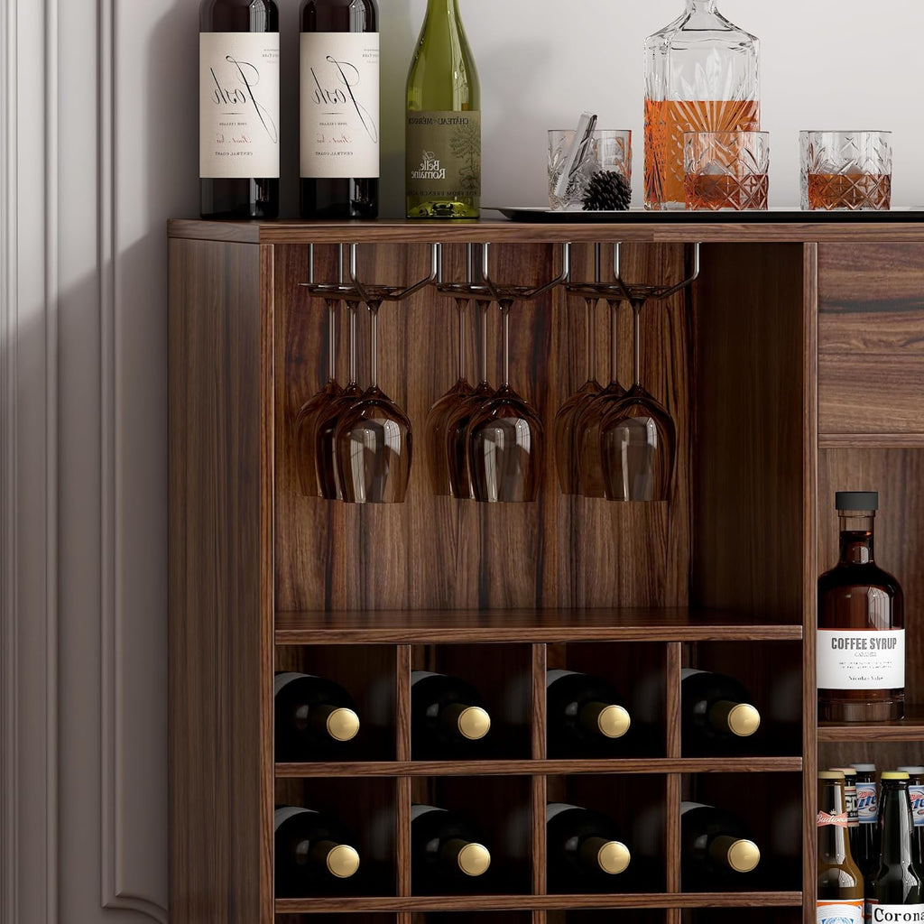 wanan 52" Rustic Wine Bar Cabinet with Storage X86791