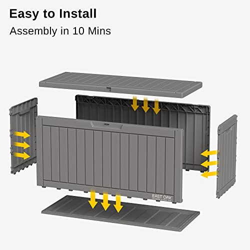 EAST OAK 60 Gallon Waterproof Outdoor Storage Box, Grey A4870
