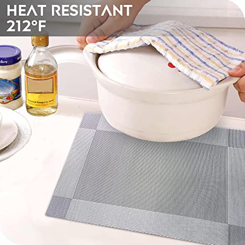 Woven Vinyl Placemats Set of 6, Heat Resistant & Washable B471