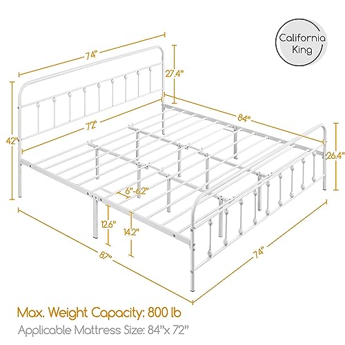 Yaheetech Classic Metal Platform Bed Frame with Victorian Headboard, Full Size Black T81083