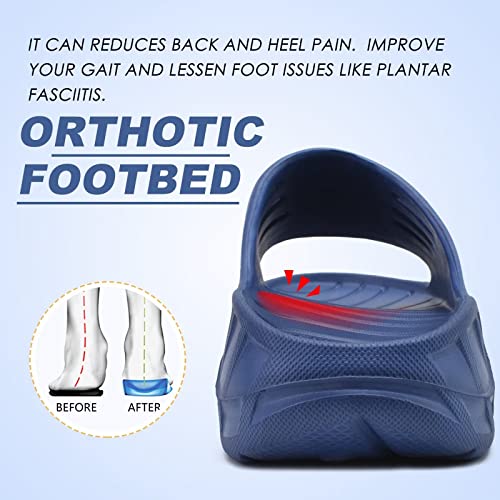 KuaiLu Men's Recovery Sandals Orthotic Cushion Open Toe Sport Slides D332788
