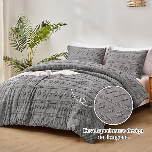 Boho Comforter Set King, White Ivory Fluffy 3 PCS Bedding O7580