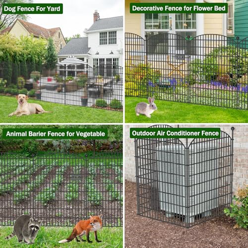 10 Panels No Dig Decorative Garden Fence, Rustproof Metal Dog Fence for Yard U518