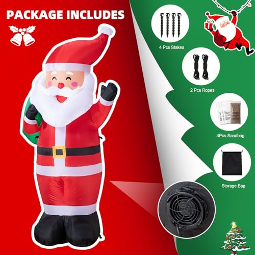 8FT LED-lit Inflatable Santa Claus Outdoor Christmas Decoration O93080