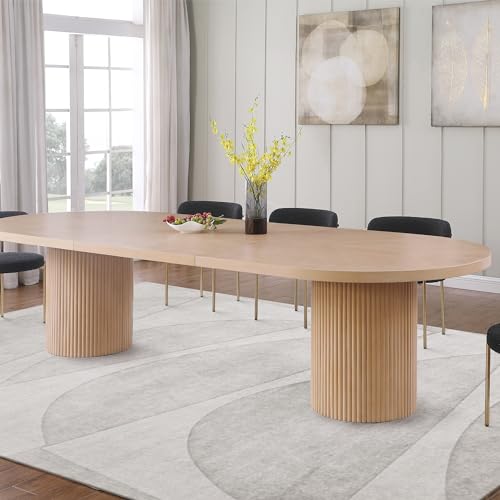 Master Furniture Dobby Mid-Century Modern Extendable Oval Wooden Dining Table, Black I260