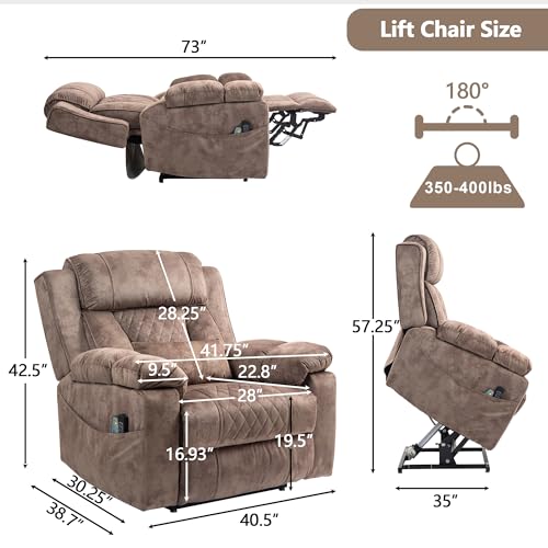 Power Lift Chair Recliner with Massage and Heat for Adults, Dual Motor H2507