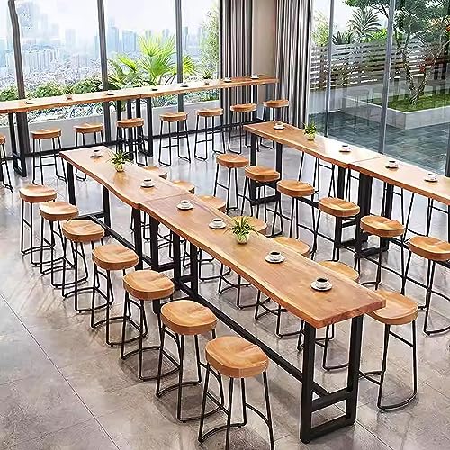 Solid Wood Bar Table with Footrest, Live Edge, 55.1" Natural K830349