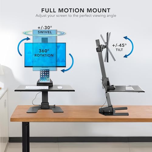Mount-It! Electric Standing Desk Converter - Motorized Sit-Stand Desk Riser with Monitor Mount, 32" V46023