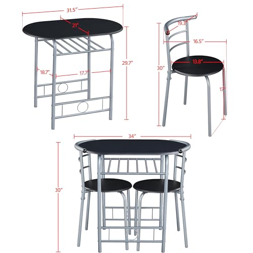 Yaheetech 3-Piece Dining Table Set with 2 Chairs, White X5971