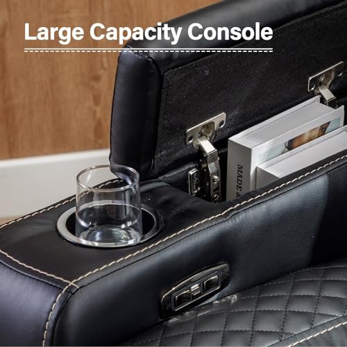 Electric Power Recliner Chair with Adjustable Headrest, Faux Leather, Brown R739910