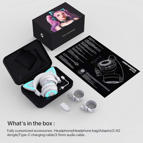 YOWU Cat Ear Headphones 4GS Wireless Bluetooth Noise Cancelling Headset with Mic Q849