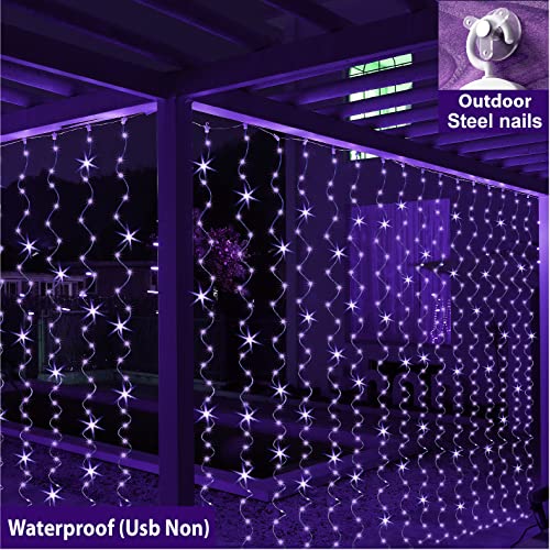 ZSJWL 2 Pack Curtain Lights, 300 LED Warm White with Remote, 9.8 × 9.8 Ft for Bedroom Window G2485