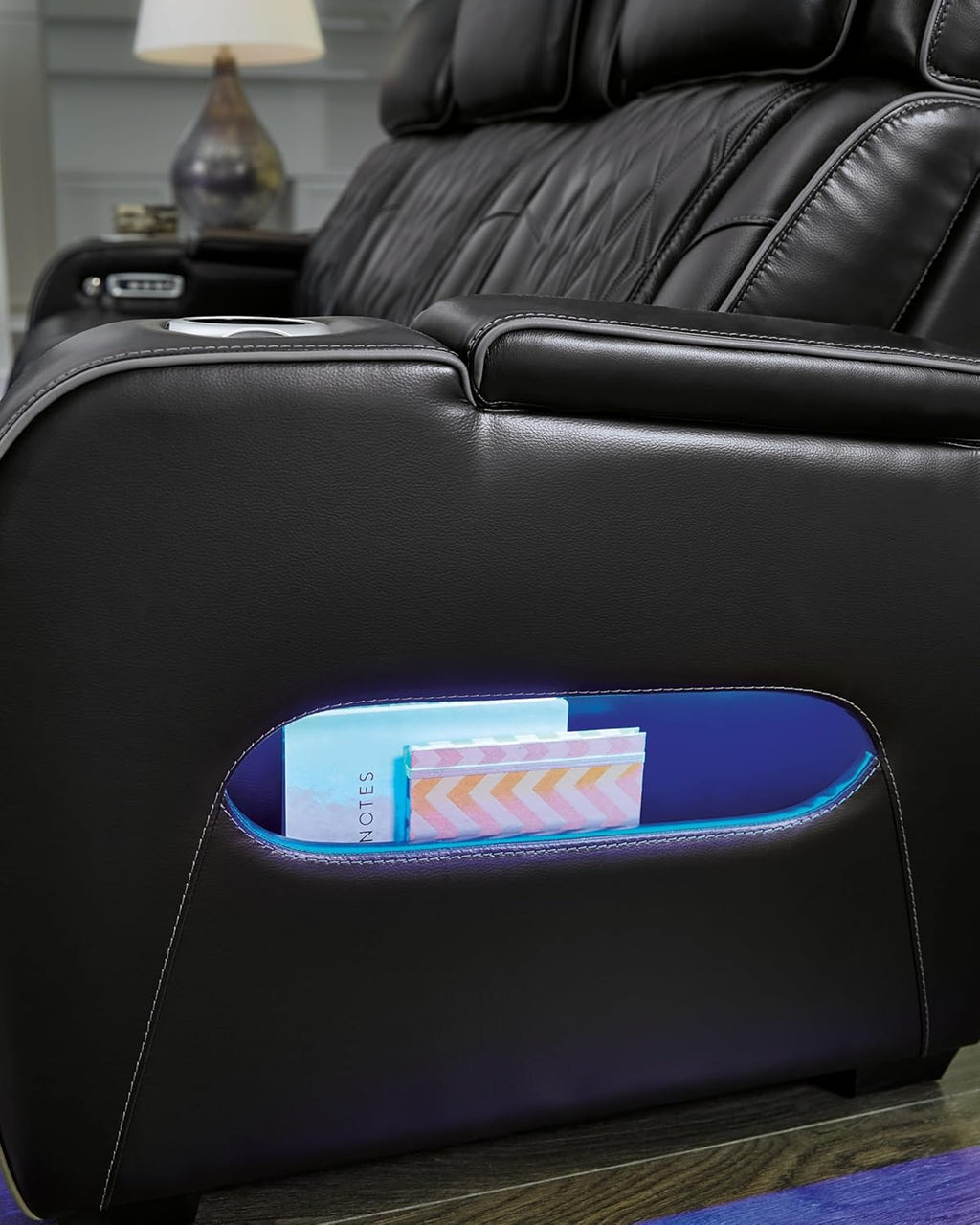 Signature Design by Ashley Boyington Power Reclining Loveseat with Console, Black V70876