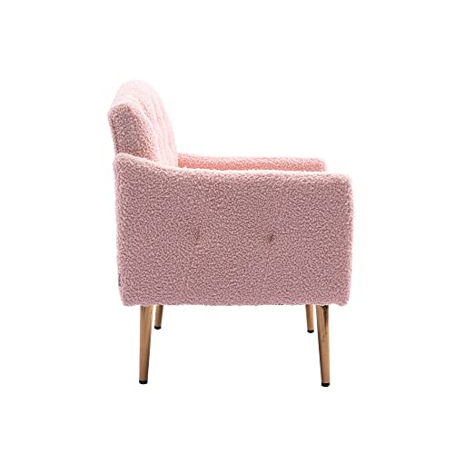 SSLine Velvet Accent Chair with Golden Metal Legs, Rose Red M89596