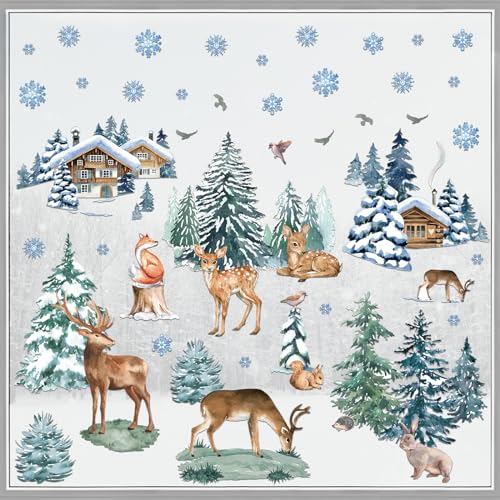 94Pcs Christmas Window Decals - Tree & Reindeer Stickers for Glass L87822