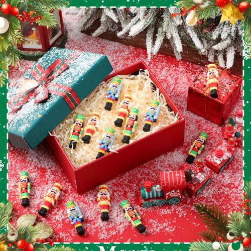 Chunful 60 Pcs Mini Christmas Nutcracker Soldier Figurines for Tree Tabletop Decor L8324