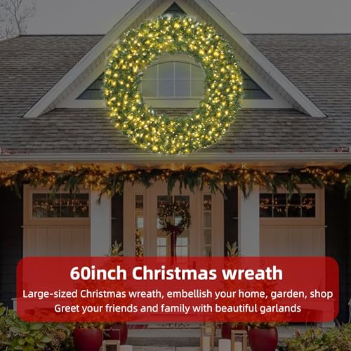 HOYECHI 48in Lighted Christmas Outdoor Wreath with 210 LEDs S99138