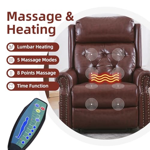 Oversized Power Lift Recliner Chair for Elderly with Massage and Heat T36815