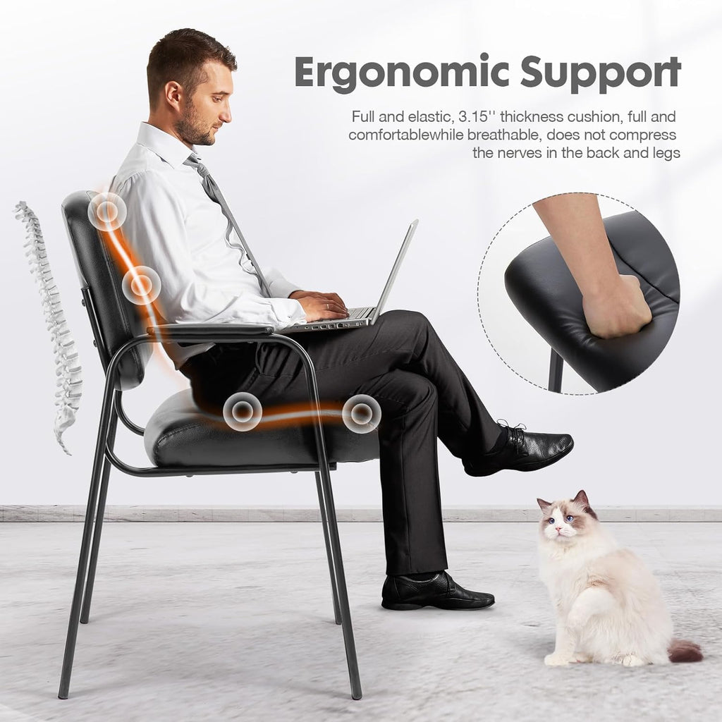 Waiting Room Guest Chairs Set of 2 with Padded Arms, Black D81752