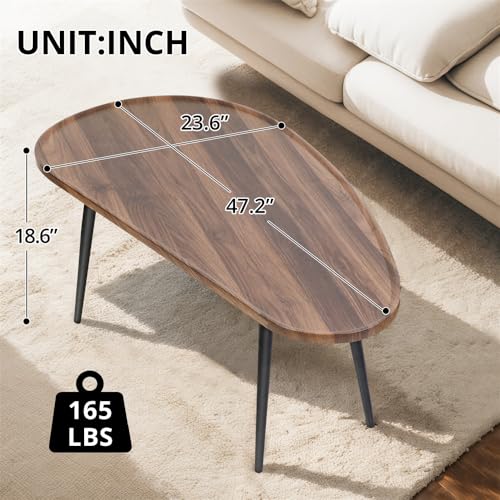 Oval Coffee Table with Metal Legs, Walnut Z407
