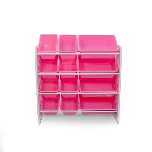 Humble Crew Kids Toy Storage Organizer with 12 Plastic Bins, Grey/White O74556
