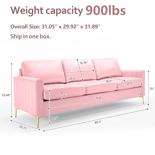 Velvet Tufted 3 Piece Sofa Set with Golden Legs (Black) G562427