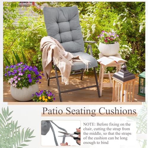 Juexica 4 Sets Outdoor Patio Chair Cushions High Back Tufted Beige D1688