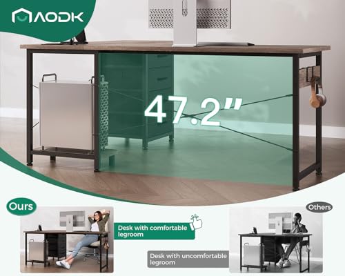 AODK L Shaped Gaming Desk with 4 Drawers, Power Outlets, Black P81263