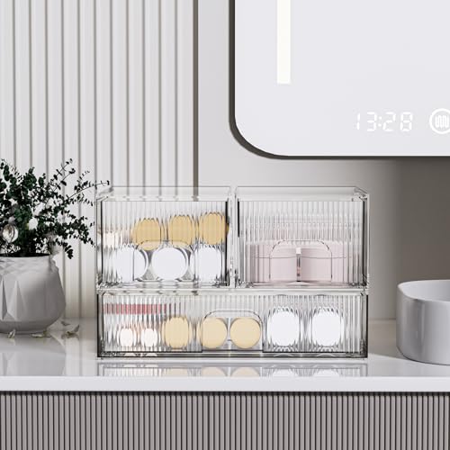 ZHIAI 3 Pack Clear Stackable Acrylic Cosmetic Organizer with Drawers N472
