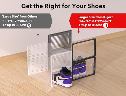 Kuject X-Large Clear Plastic Stackable Shoe Storage Boxes, 12 Pack, Blue Y142131
