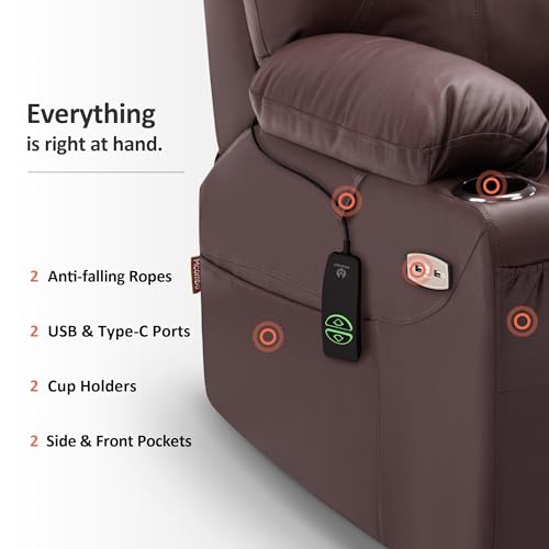 MCombo Power Lift Recliner Chair for Elderly with Heat and Massage, Faux Leather, Black V60394