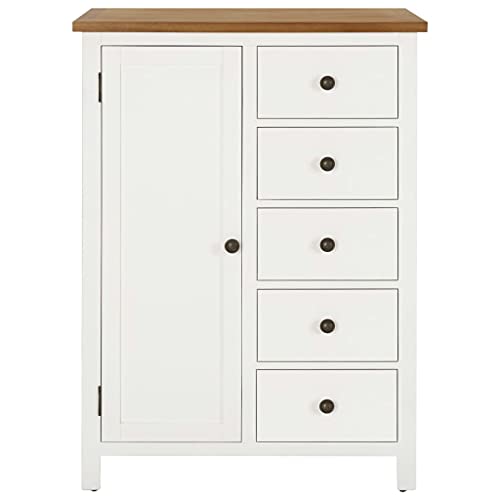 Solid Oak Wood Wardrobe with Hanging Rod and Drawers U576199