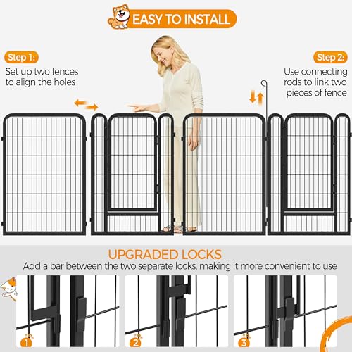 Yaheetech Dog Playpen Outdoor 40 Inch 8 Panels Metal Pet Fence I4784