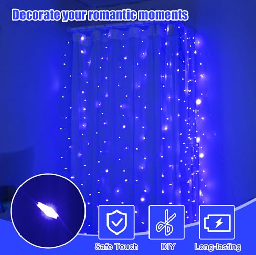 600LED Curtain Lights for Bedroom, Warm White, 8 Modes Y367582