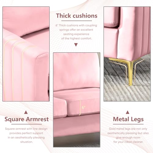 Velvet Tufted 3 Piece Sofa Set with Golden Legs (Black) G562427