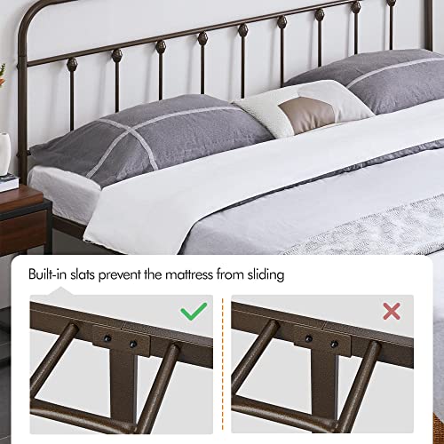 Yaheetech Classic Metal Platform Bed Frame with Victorian Headboard, Full Size Black T81083