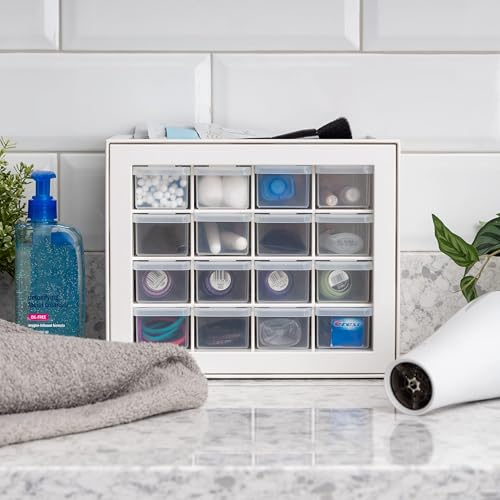 IRIS USA Plastic Drawer Storage Organizer, 24-Drawer Cabinet, White L6685