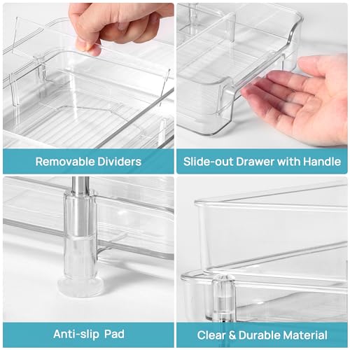 Vtopmart 4 Pack 2 Tier Clear Under Sink Organizer with Pull-Out Track E175