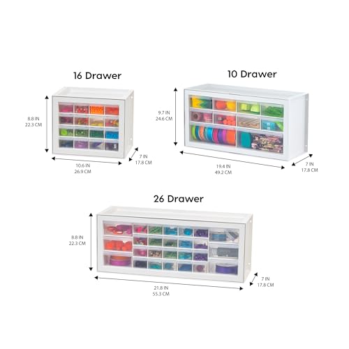 IRIS USA Plastic Drawer Storage Organizer, 24-Drawer Cabinet for Crafts Hardware Tools - Black I685821