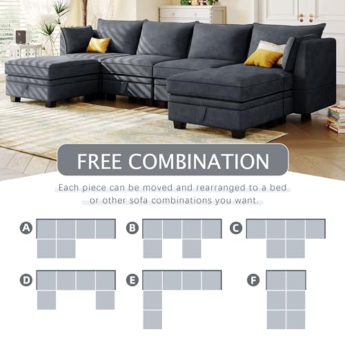 Elegant 2-Piece L-Shape Modular Sectional Sofa with Two Pillows, Beige Chenille V895561