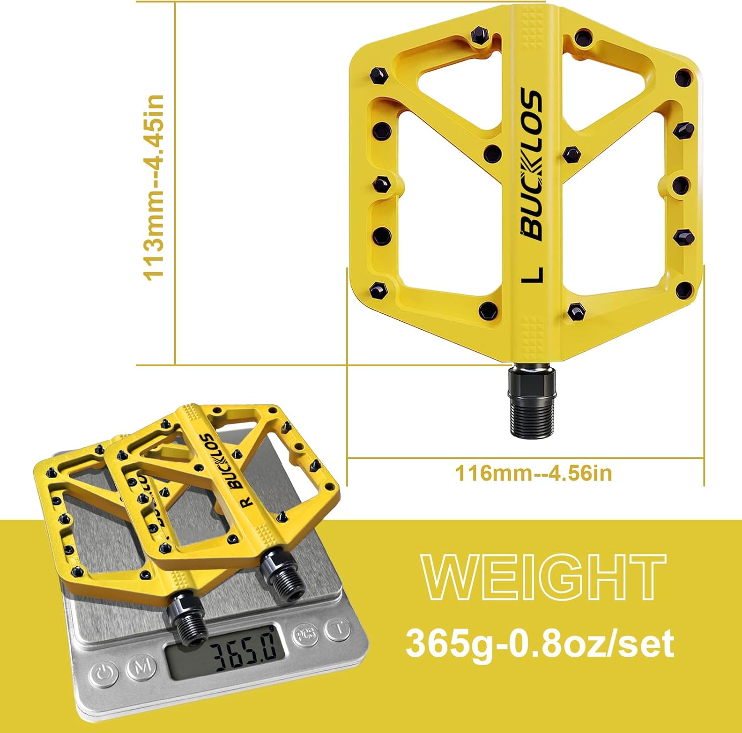 BUCKLOS 104 BCD Mountain Bike Single Speed Crankset 170mm with 30T Chainring, Yellow Pedals Y989