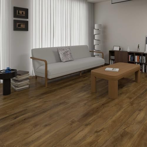 Interlocking Luxury Vinyl Flooring Wood-Look Planks SPC Rigid Core Waterproof Hickory Q852539