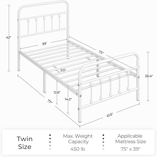 Yaheetech Classic Metal Platform Bed Frame with Victorian Headboard, Full Size Black T81083