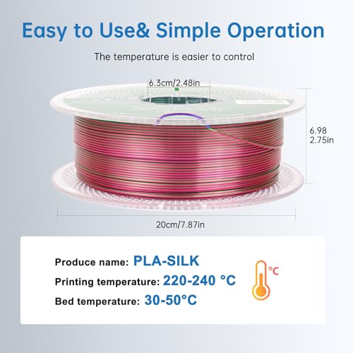 Silk PLA Filament 1.75mm Triple Colors 1kg Spool H522734