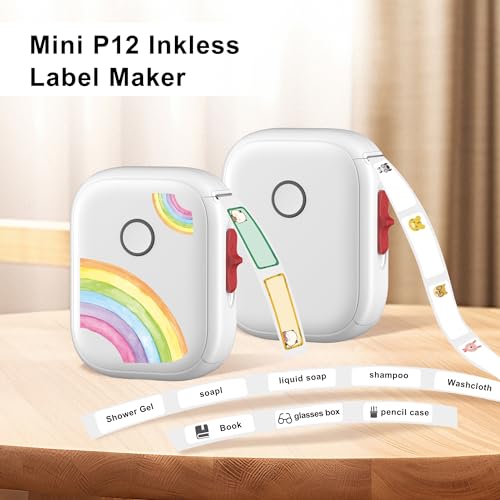 P12 Mini Bluetooth Label Maker with Tape, Portable Thermal Sticker Printer J4025