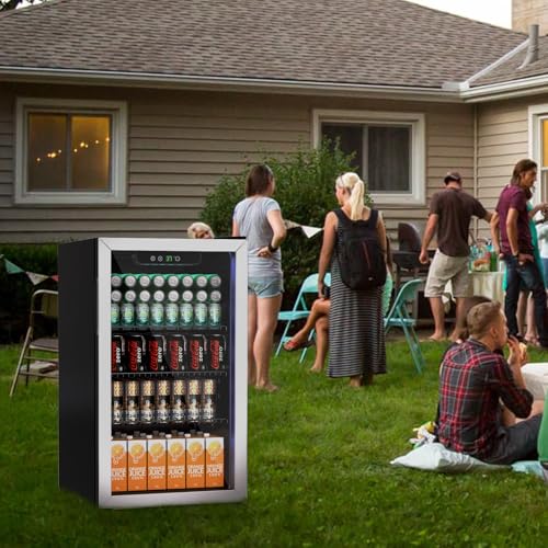 Compact Freestanding Beverage Refrigerator and Skincare Fridge, 0.9 Cu Ft Mini Fridge N768451