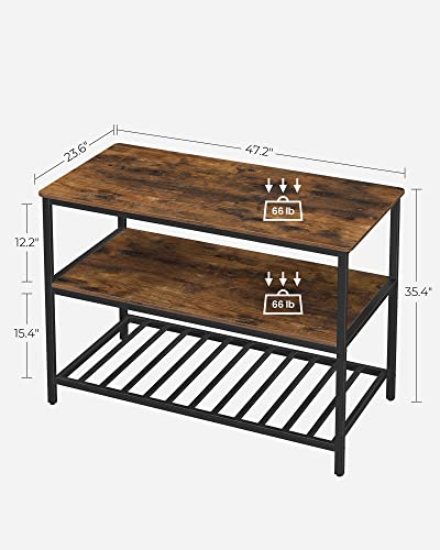 VASAGLE Kitchen Island with 3 Shelves, 47.2 Inches, Rustic Brown and Black W99569