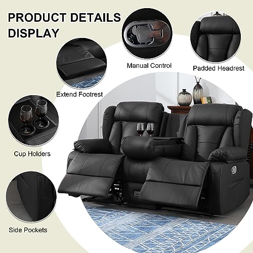 59" Manual Reclining Loveseat with Side Pockets, Wall Hugger, Brown T980023