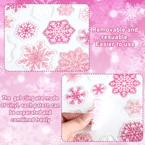 Pickmesh 45 Pcs Christmas Snowflake Window Gel Clings Removable Reusable U3538